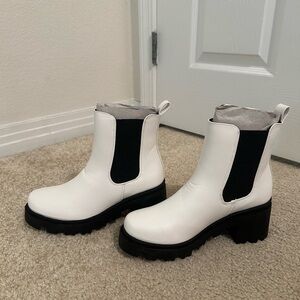 White and Black Platform Chelsea Boot
